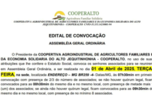 Edital de Convocação de Assembleia Geral Ordinária – Cooperativa Agroindustrial de Agricultores Familiares e da Economia Solidária do Alto Jequitinhonha – COOPERALTO